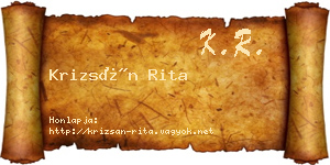 Krizsán Rita névjegykártya