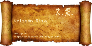 Krizsán Rita névjegykártya