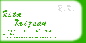 rita krizsan business card